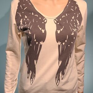 Meiyi99 Long sleeves cream wings blouse